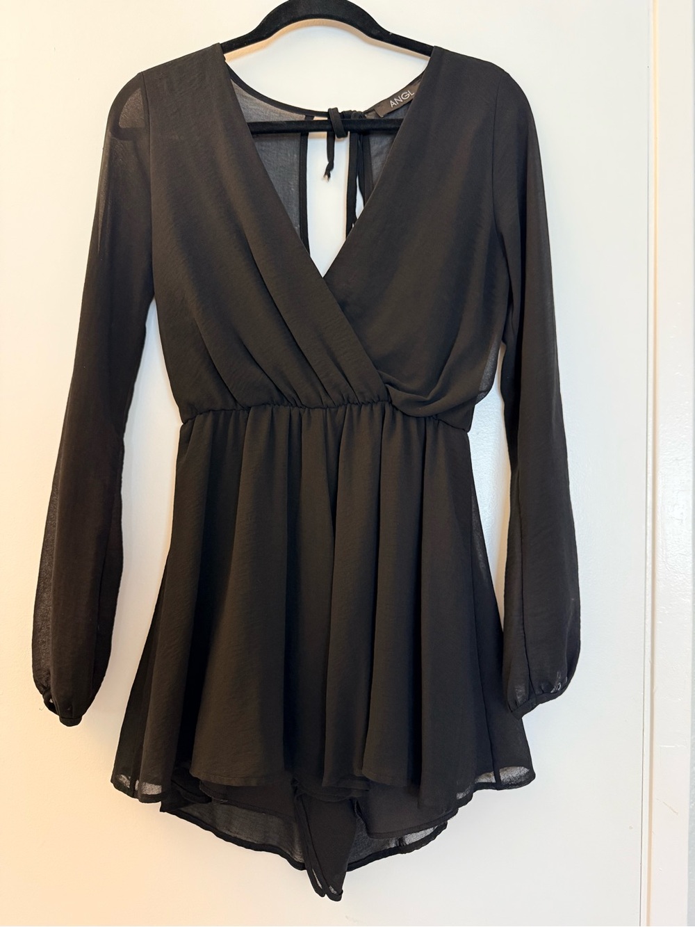 ANGL Black Long-Sleeve Surplice Tunic
